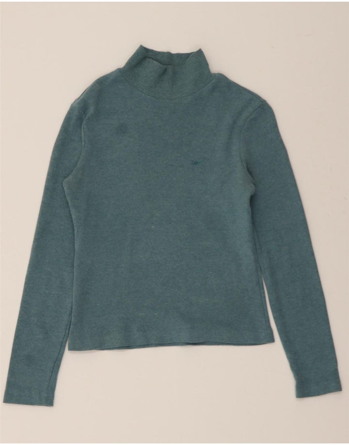 LEE Womens Crop Turtle Neck Jumper Sweater UK 12 Medium Green Cotton Vintage Lee and Second-Hand Lee from Messina Hembry 
