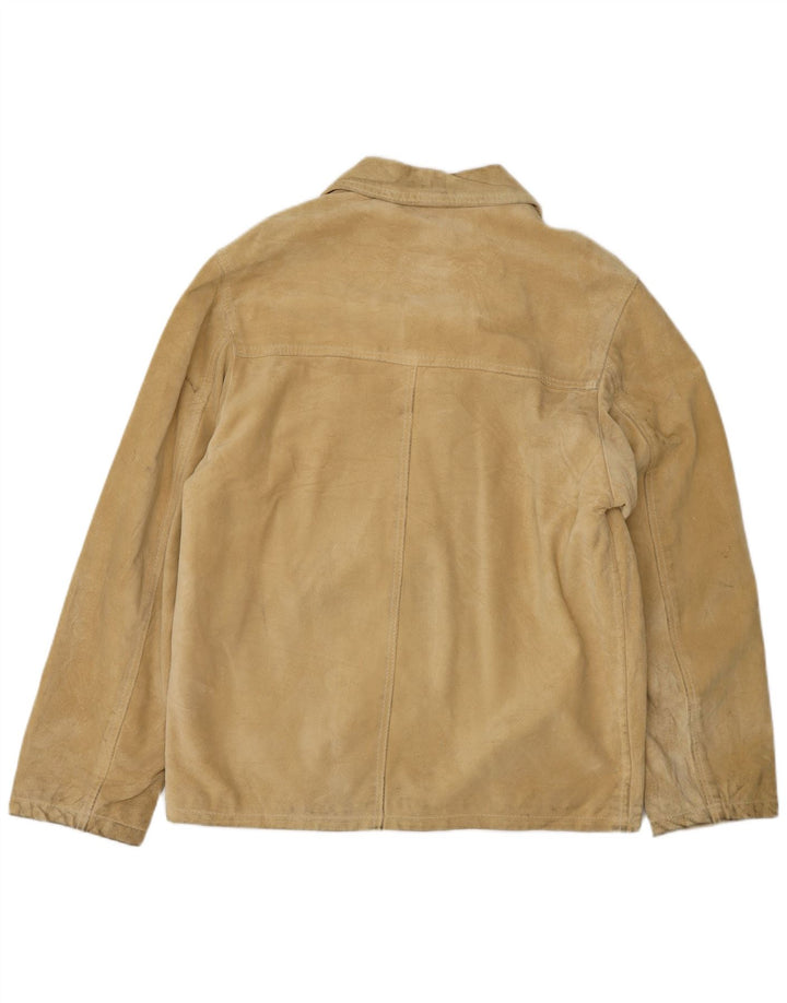 CONBIPEL Mens Suede Jacket UK 40 Large Beige Leather