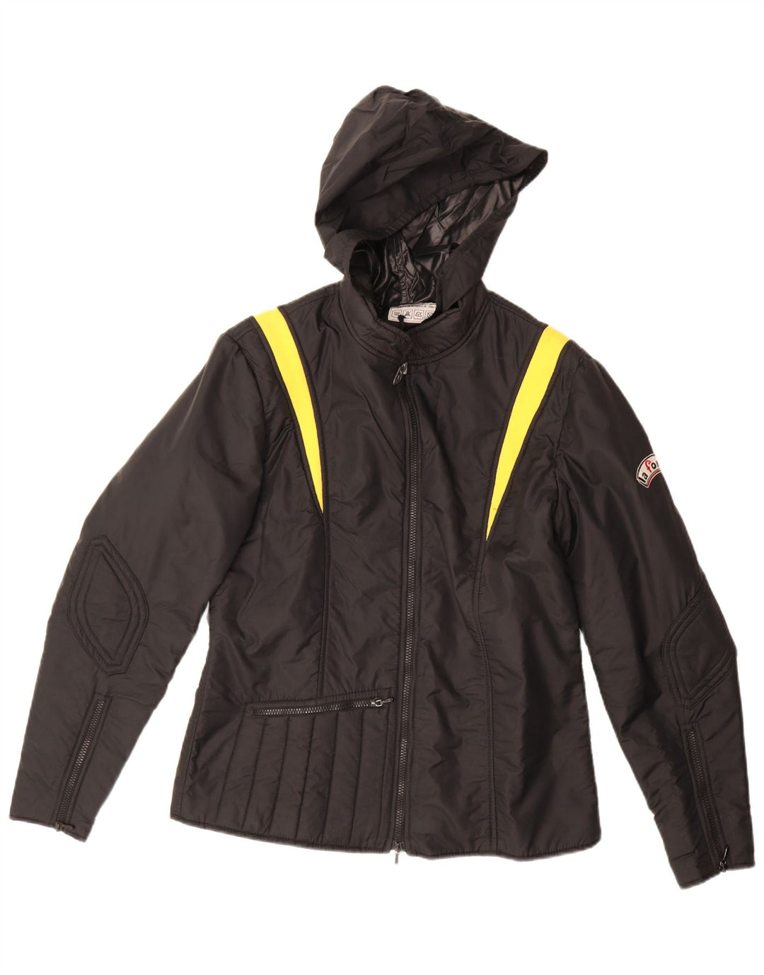 La Font Mens Hooded Racer Jacket UK 38 Medium Black Colourblock Polyamide