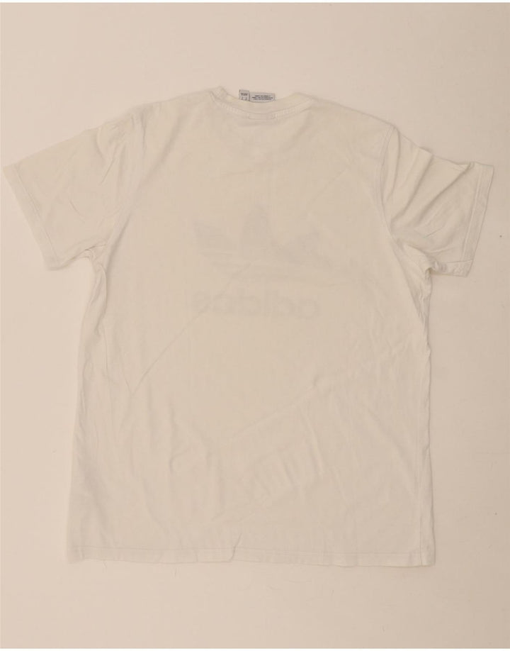 ADIDAS Mens Graphic T-Shirt Top Large White Cotton Vintage Adidas and Second-Hand Adidas from Messina Hembry 