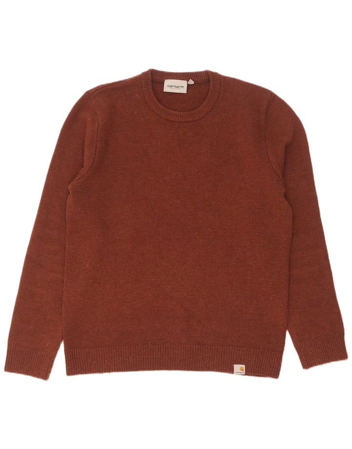 Carhartt Mens Crew Neck Jumper Sweater Medium Brown Lambswool