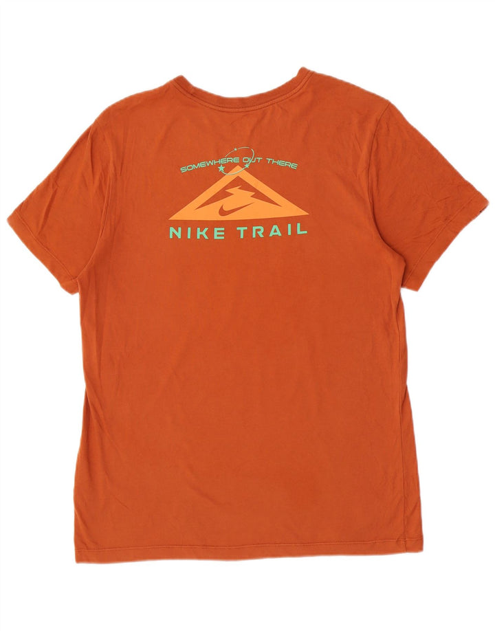 Nike Mens Dri Fit Graphic T-Shirt Top Medium Brown Cotton