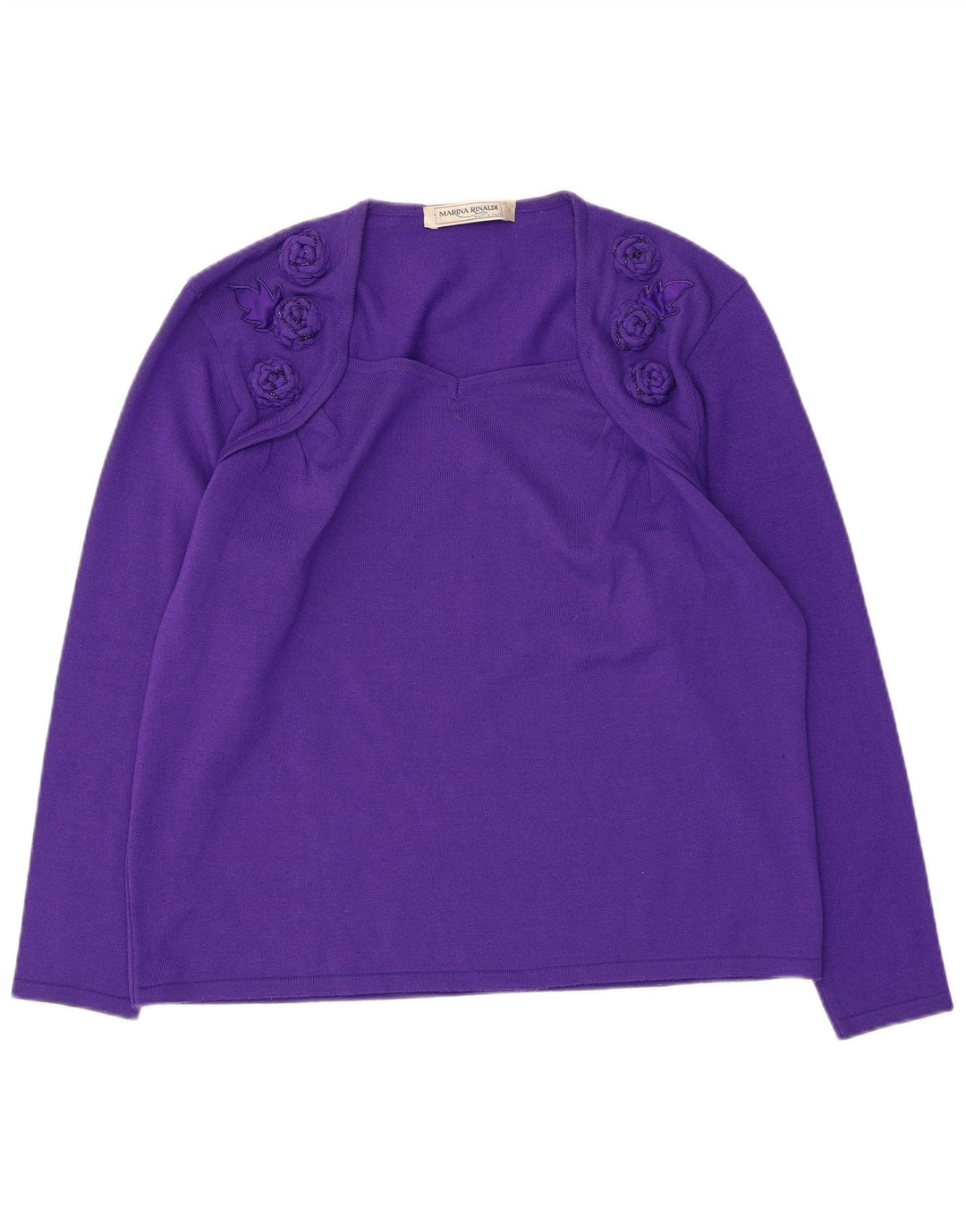 Marina Rinaldi Womens Square Neck Jumper Sweater Size 23 Medium Purple