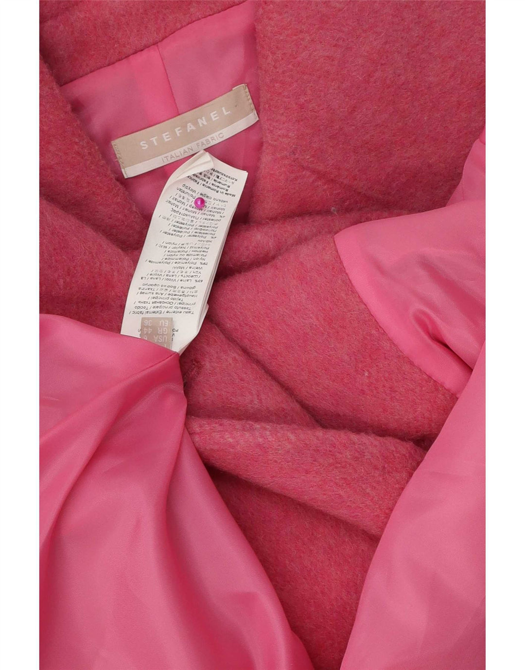 Stefanel Womens Short 3/4 Sleeve Pea Coat US 8 Medium Pink Wool