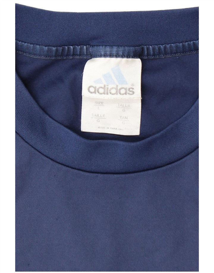 ADIDAS Mens Climalite T-Shirt Top Large Navy Blue Polyester