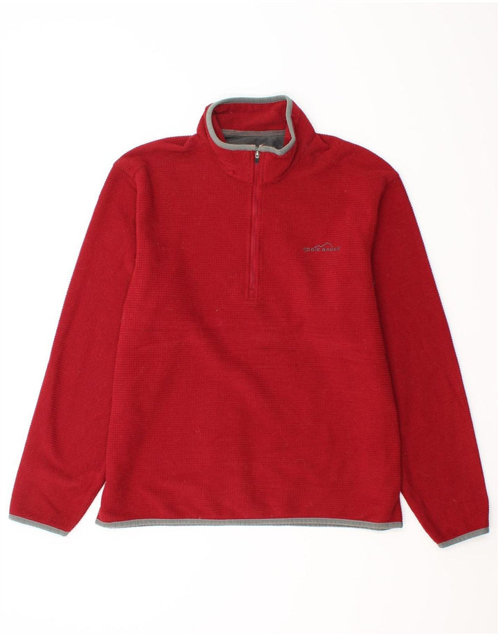 EDDIE BAUER Mens Zip Neck Sweatshirt Jumper Medium Red Polyester