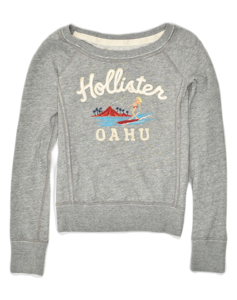 HOLLISTER Womens California Graphic Sweatshirt Jumper UK 4 XS Grey Cotton | Vintage Hollister | Thrift | Second-Hand Hollister | Used Clothing | Messina Hembry 