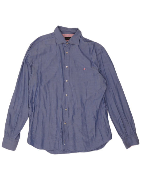 Brooksfield Mens Shirt Size 43 Large Blue Spotted