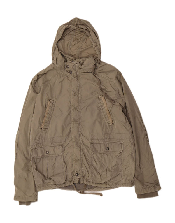 Zara Mens Hooded Windbreaker Jacket UK 44 2XL Grey Nylon
