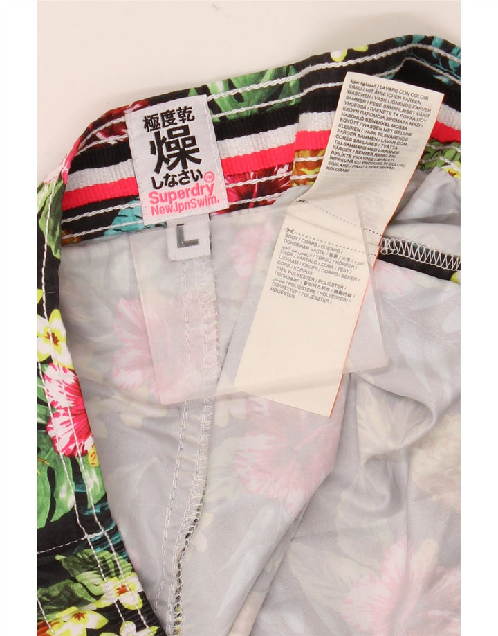 Superdry Womens Swimming Shorts UK 16 Large Multicoloured Floral Polyester