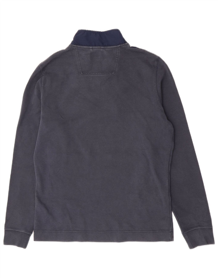 Barbour Mens Zip Neck Sweatshirt Jumper Small Navy Blue Colourblock Cotton
