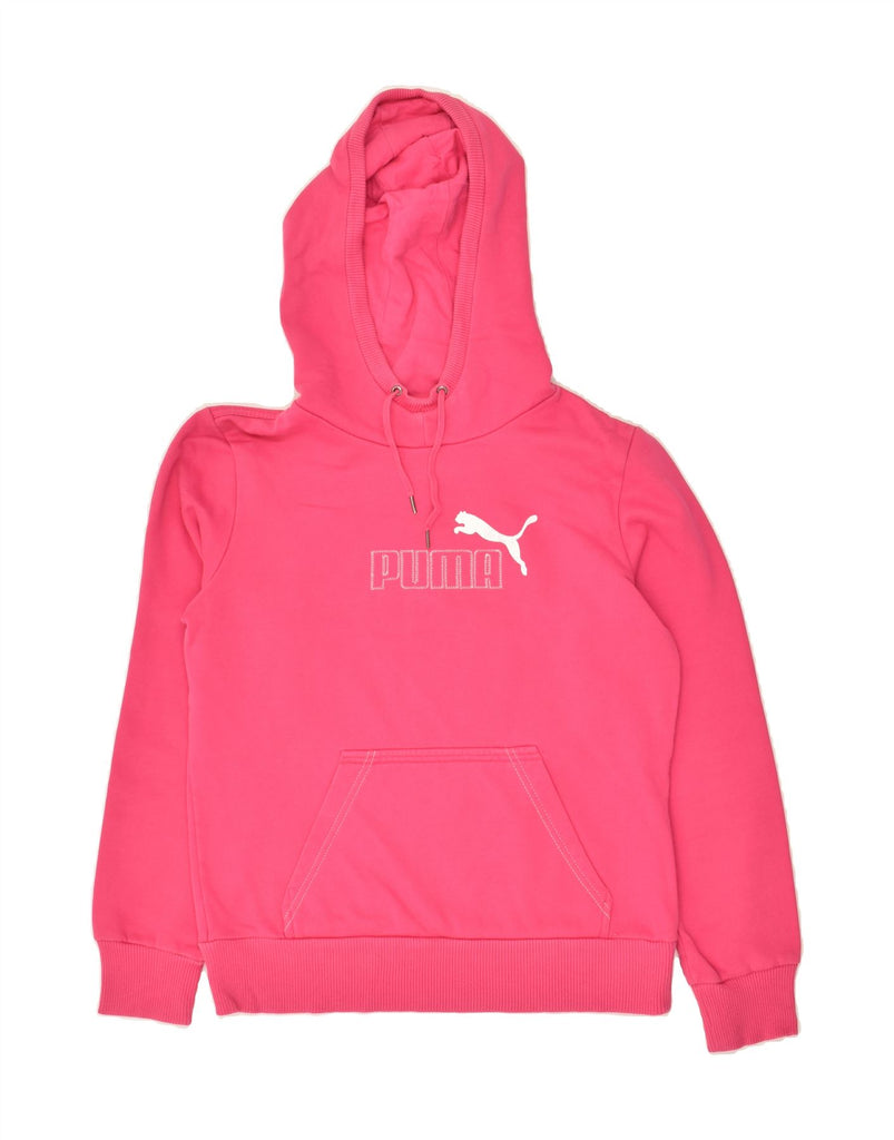 PUMA Womens Graphic Hoodie Jumper UK 12 Medium Pink Cotton Vintage Puma and Second-Hand Puma from Messina Hembry 