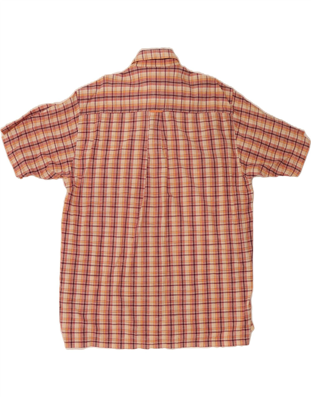 TAILOR & SON Mens Short Sleeve Shirt Size 43/44 XL Orange Check Cotton Vintage Tailor & Son and Second-Hand Tailor & Son from Messina Hembry 
