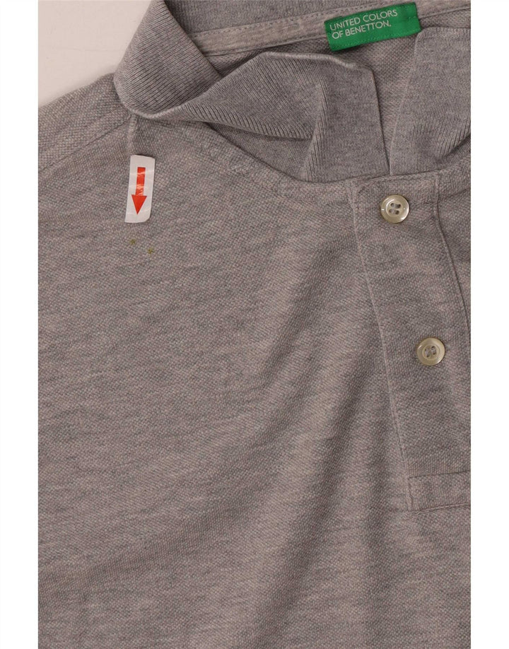 Benetton Mens Polo Shirt Large Grey Cotton