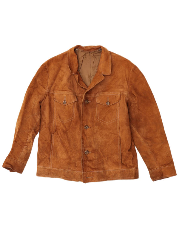 Vintage Mens Suede Jacket IT 50 Large Brown