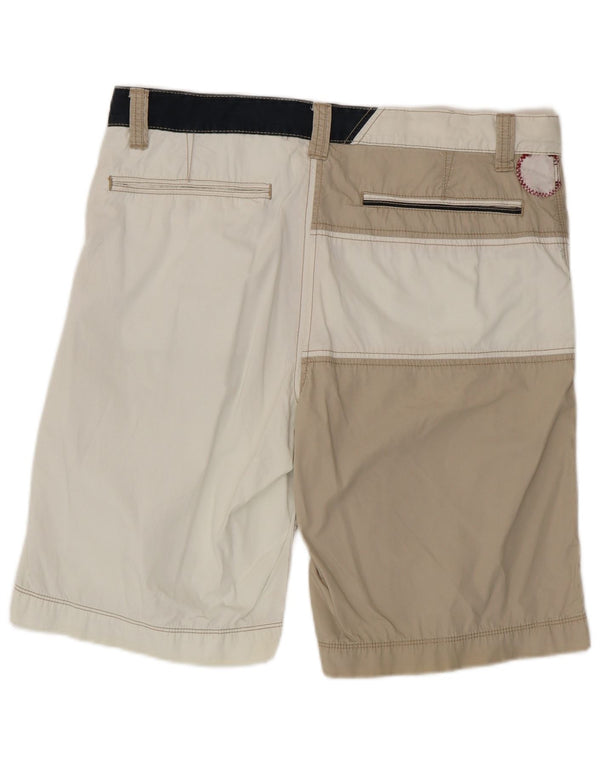 Murphy & Nye Mens Graphic Chino Shorts W36 Large Off White Colourblock