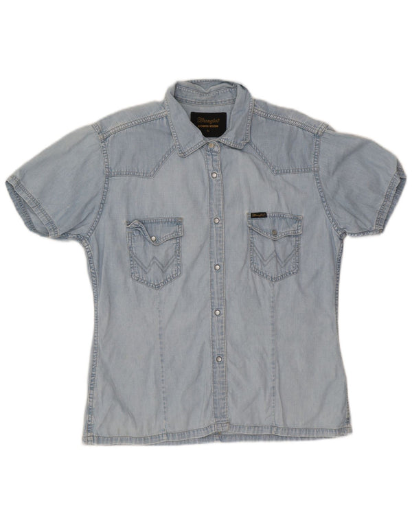 Wrangler Womens Short Sleeve Denim Shirt UK 18 XL Blue Cotton
