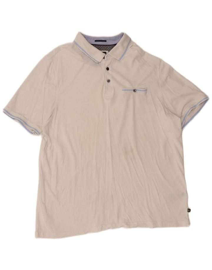 Ted Baker Mens Polo Shirt Size 6 2XL White Cotton