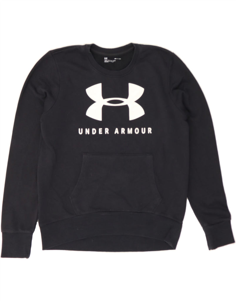 UNDER ARMOUR Mens Graphic Sweatshirt Jumper Small Black Cotton Vintage Under Armour and Second-Hand Under Armour from Messina Hembry 