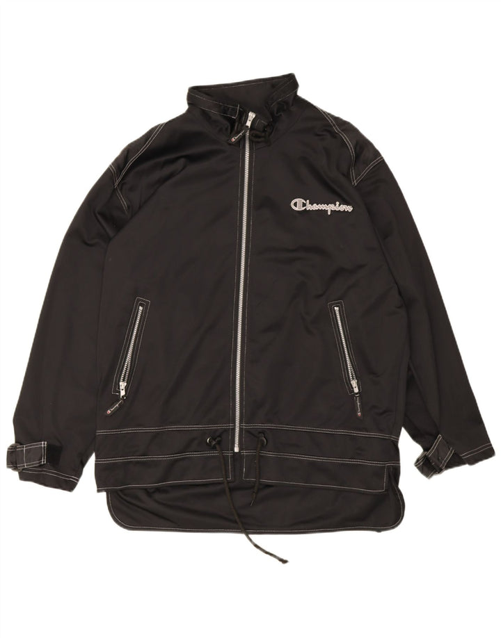Champion Mens Graphic Tracksuit Top Jacket Medium Black Polyester