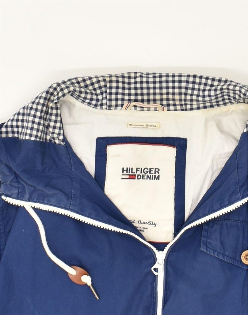 TOMMY HILFIGER Mens Hooded Bomber Jacket UK 38 Medium Blue Cotton | Vintage Tommy Hilfiger | Thrift | Second-Hand Tommy Hilfiger | Used Clothing | Messina Hembry 