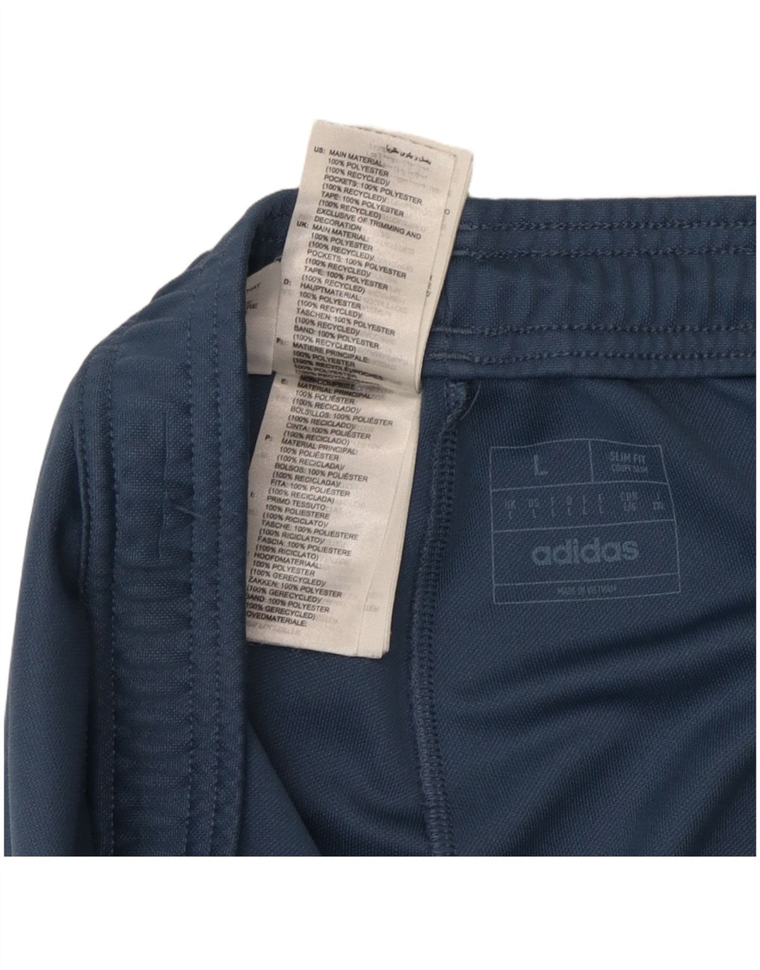 Adidas Mens Slim Fit Tracksuit Trousers Large Blue Polyester