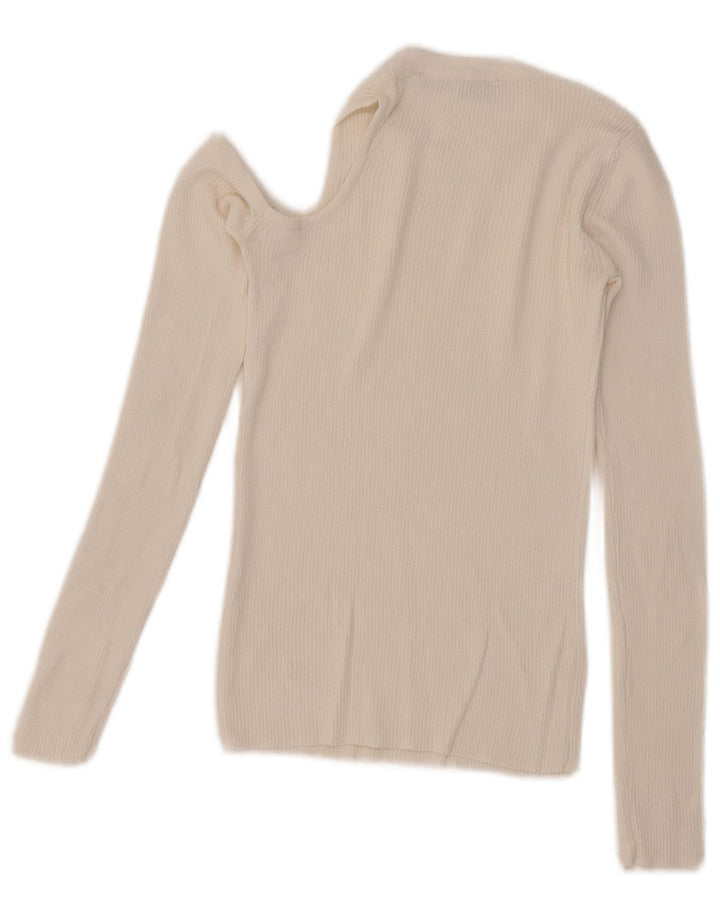 Zara Womens One Shoulder Top Long Sleeve UK 8 Small White