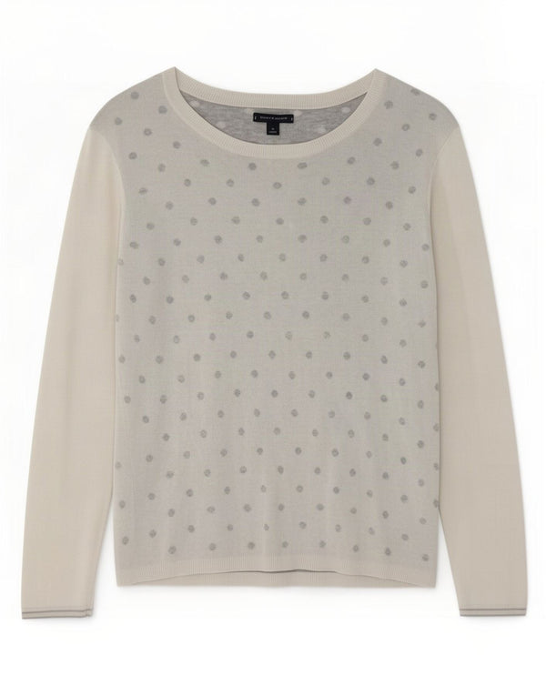 Tommy Hilfiger Womens Boat Neck Jumper Sweater UK 14 Medium White Spotted