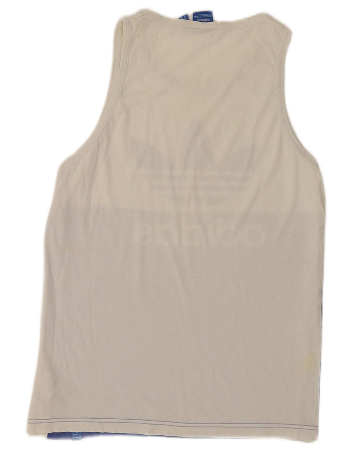 Adidas Mens Graphic Vest Top Medium White Colourblock Cotton