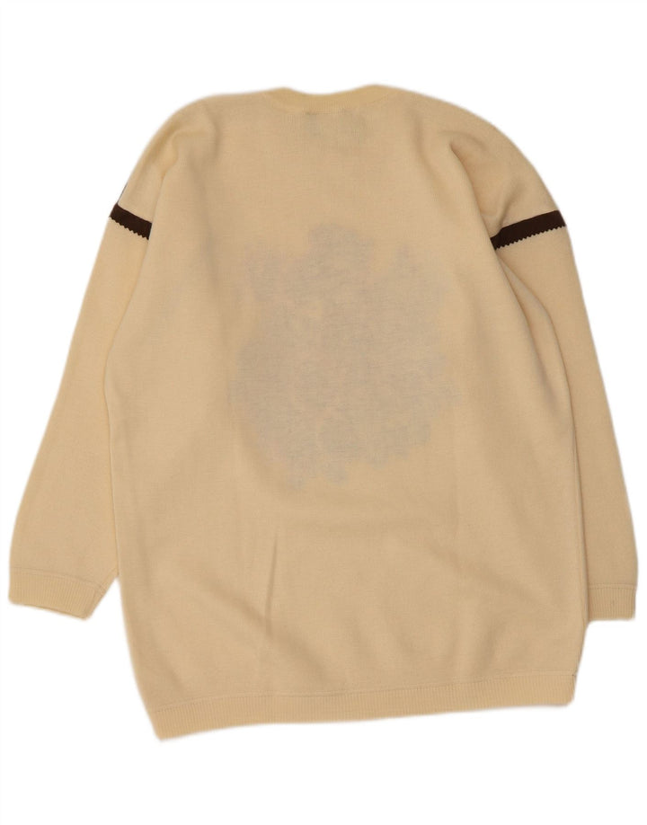 PANCALDI & B Womens Crew Neck Jumper Sweater UK 16 Large Off White Floral