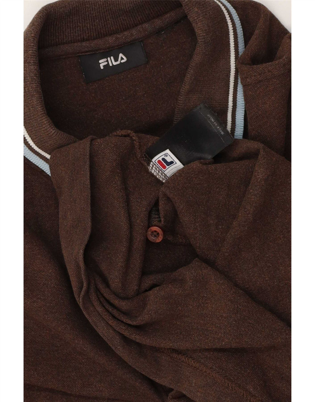 Fila Mens Polo Shirt Large Brown Cotton