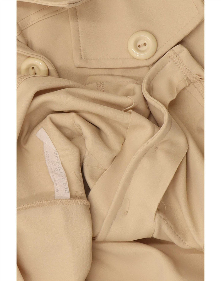 Vintage Womens 6 Button Blazer Jacket UK 12 Medium Beige Polyester