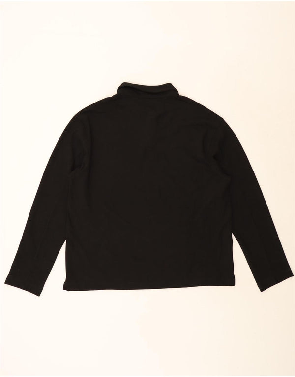 Zara Mens Long Sleeve Polo Shirt Medium Black Cotton