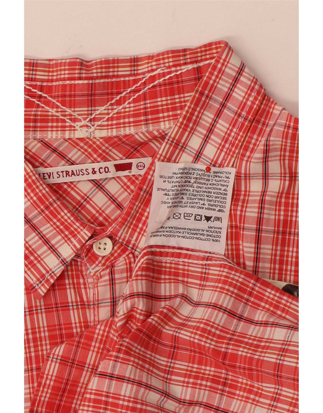 Levi's Mens Denizen Short Sleeve Shirt 2XL Red Check Cotton