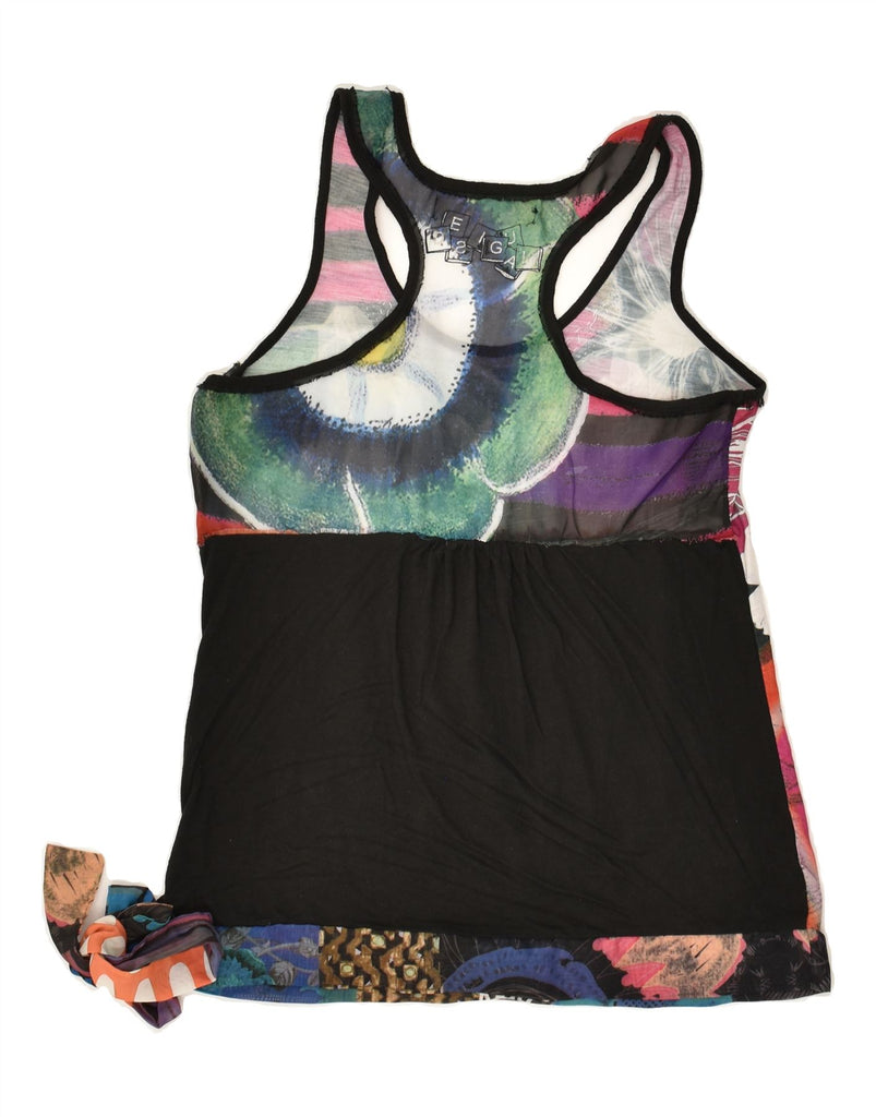 DESIGUAL Womens See Through Graphic Vest Top UK 14 Large Multicoloured | Vintage Desigual | Thrift | Second-Hand Desigual | Used Clothing | Messina Hembry 