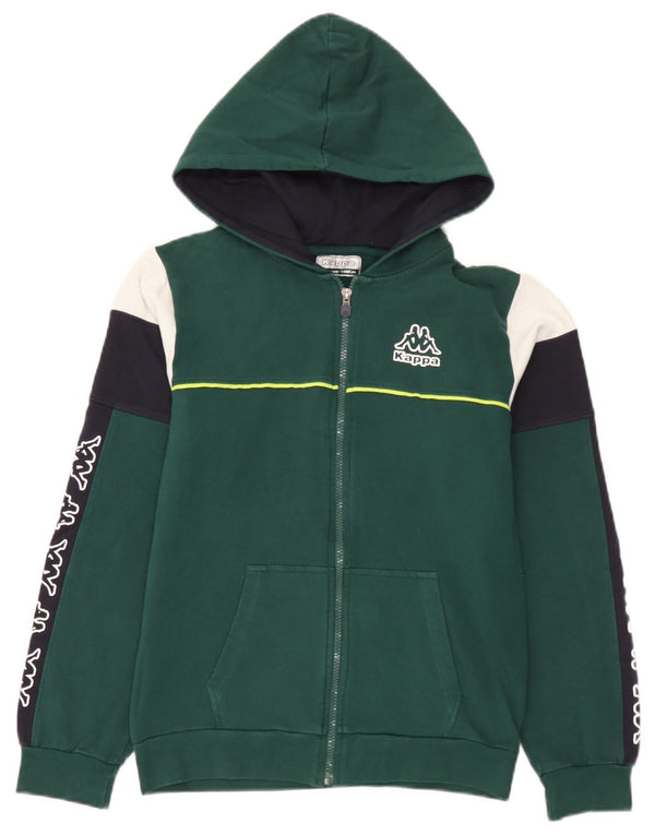 Kappa Boys Graphic Hoodie Jumper 15-16 Years Green Colourblock Cotton