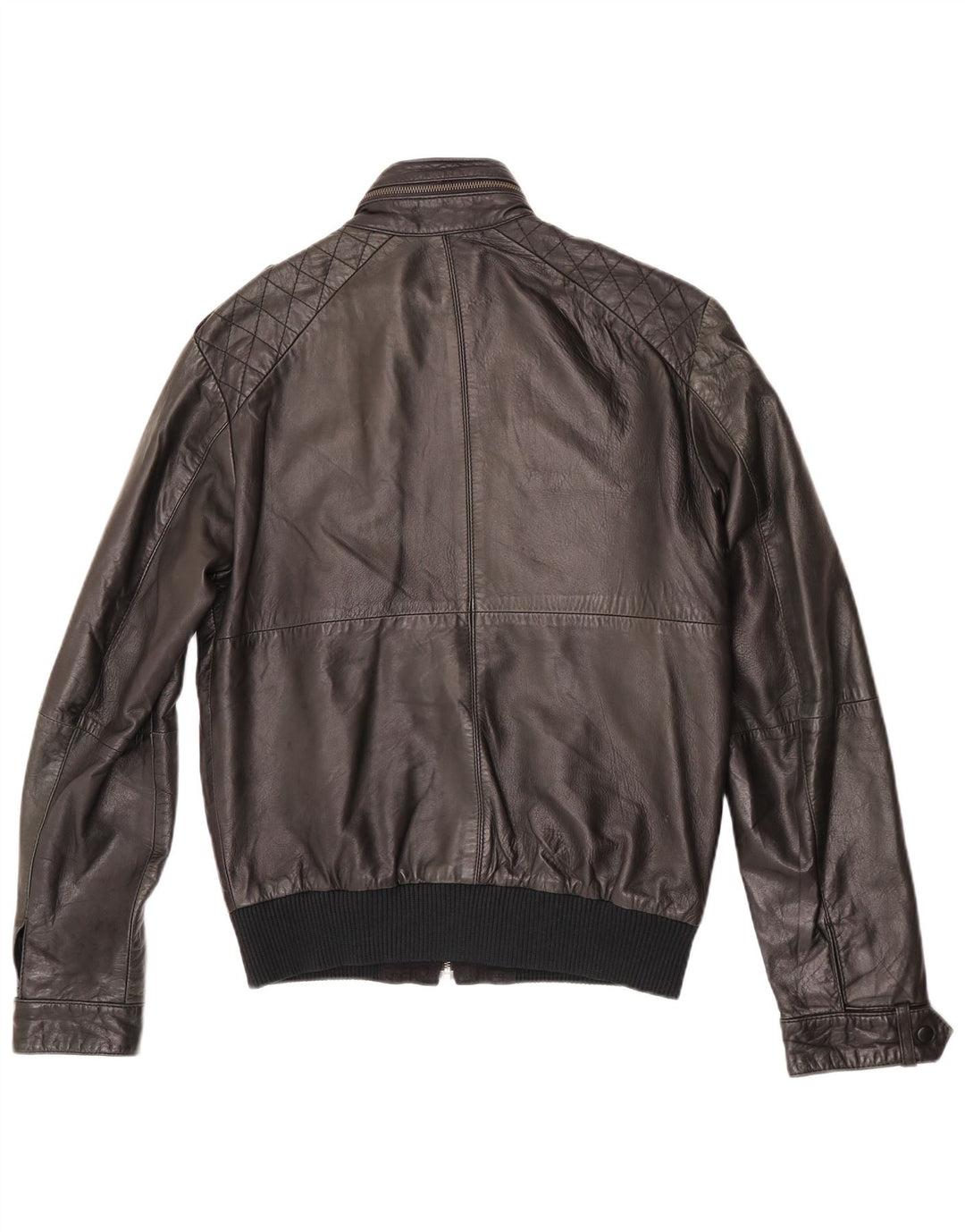 ZARA Mens Leather Jacket UK 38 Medium Black Leather