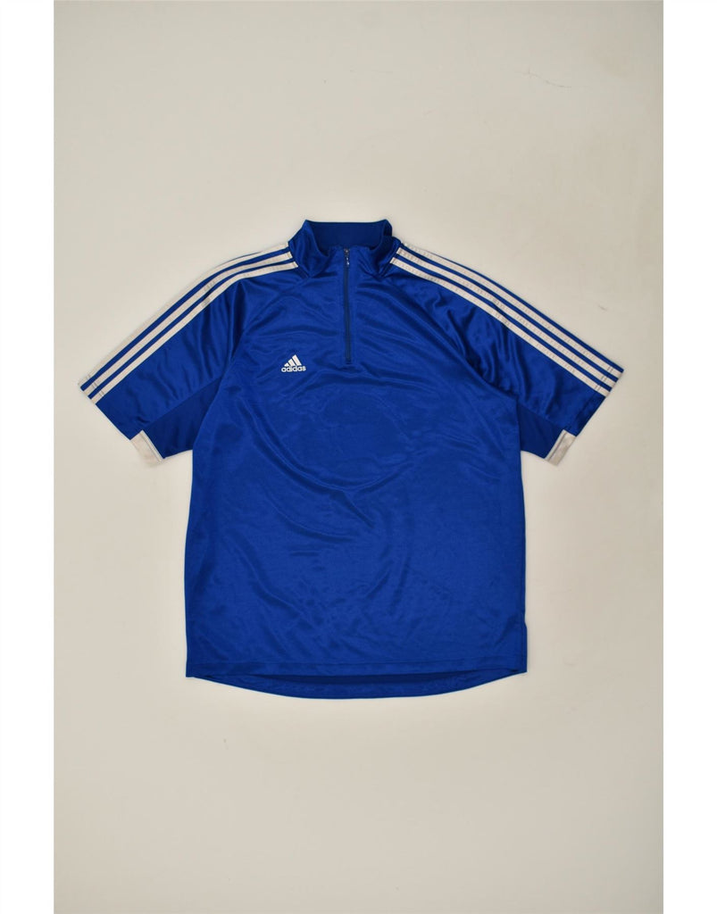 ADIDAS Mens Climacool Zip Neck T-Shirt Top Large Blue Polyester Vintage Adidas and Second-Hand Adidas from Messina Hembry 