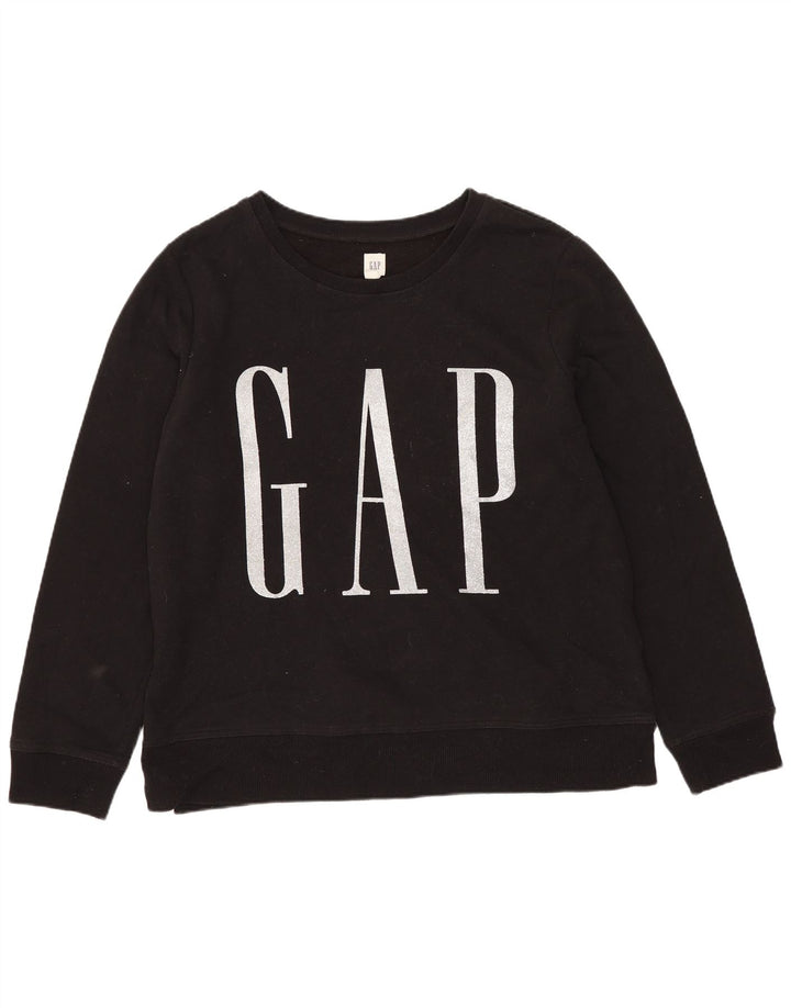 GAP Womens Graphic Sweatshirt Jumper UK 16 Large Black Cotton