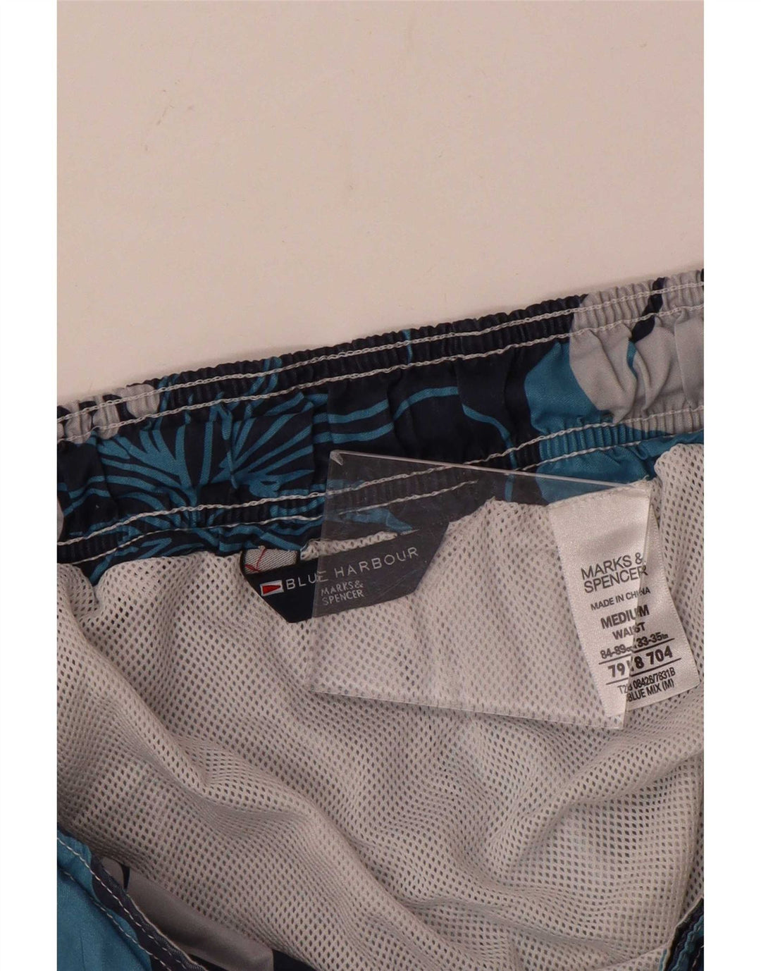 Marks & Spencer Mens Blue Harbour Swimming Shorts Medium Navy Blue Floral