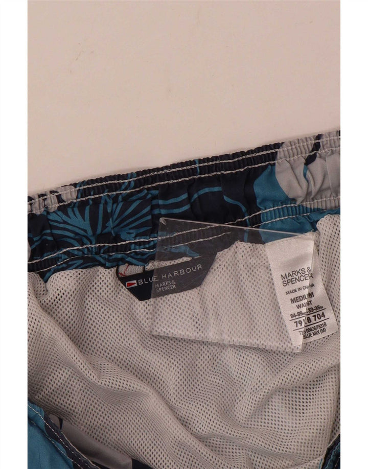 Marks & Spencer Mens Blue Harbour Swimming Shorts Medium Navy Blue Floral