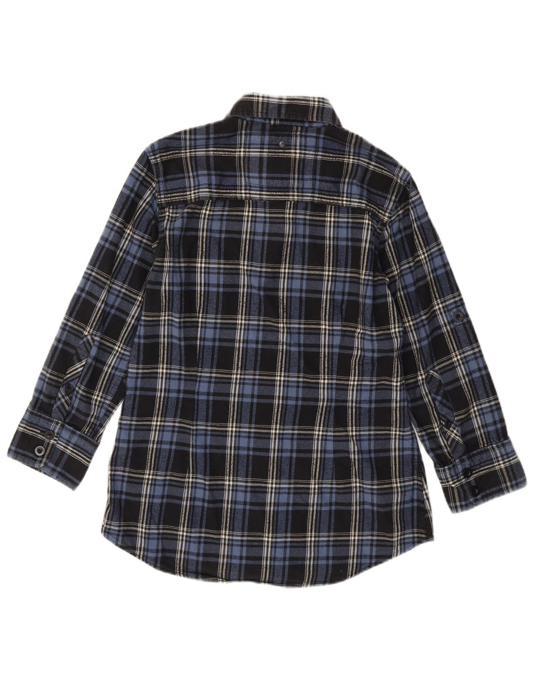 SUPERDRY Womens 3/4 Sleeve Flannel Shirt UK 14 Medium Navy Blue Check