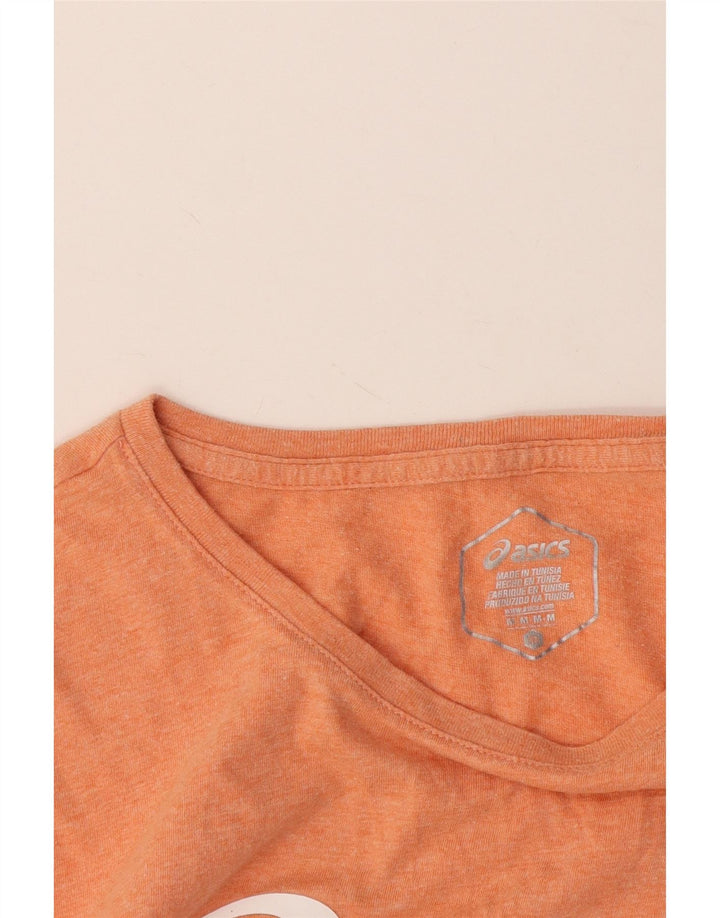 Asics Womens Graphic T-Shirt Top UK 12 Medium Orange