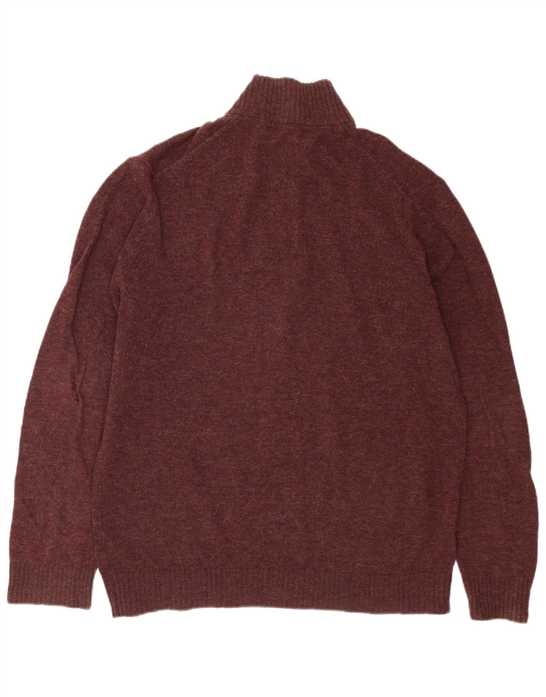 Marks & Spencer Mens Zip Neck Jumper Sweater XL Maroon Flecked Lambswool