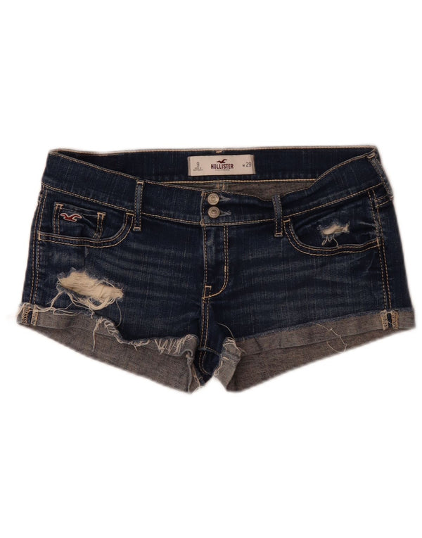 Hollister Womens Low Waist Distressed Denim Shorts W29 Medium Navy Blue