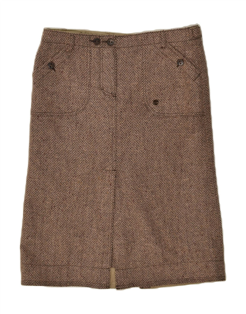 TIMBERLAND Womens Straight Skirt US 8 Medium W32  Brown Herringbone Wool | Vintage Timberland | Thrift | Second-Hand Timberland | Used Clothing | Messina Hembry 