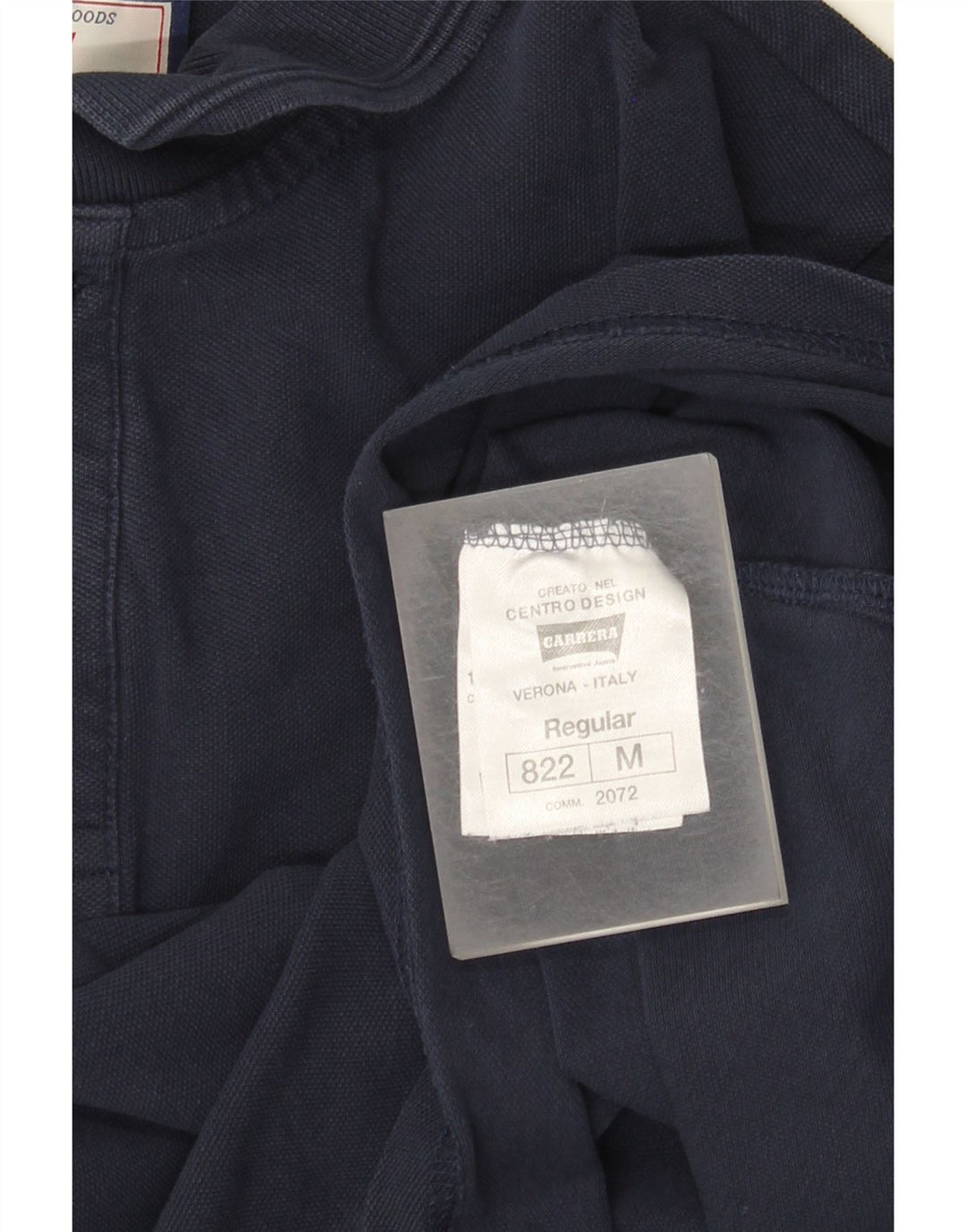 Carrera Mens Long Sleeve Regular Polo Shirt Medium Navy Blue Cotton