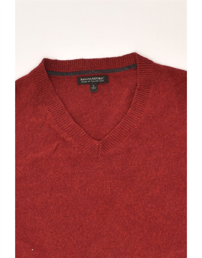 BANANA REPUBLIC Mens V-Neck Jumper Sweater Large Red | Vintage Banana Republic | Thrift | Second-Hand Banana Republic | Used Clothing | Messina Hembry 