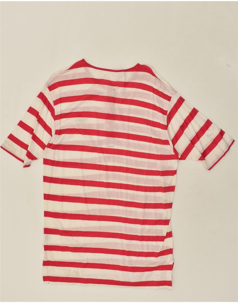 VINTAGE Womens Longline T-Shirt Top UK 16 Large Red Striped Cotton | Vintage Vintage | Thrift | Second-Hand Vintage | Used Clothing | Messina Hembry 