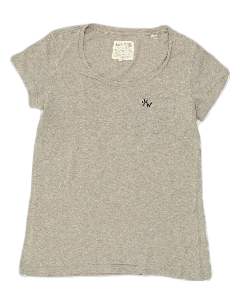 JACK WILLS Womens T-Shirt Top UK 6 XS Grey Cotton | Vintage Jack Wills | Thrift | Second-Hand Jack Wills | Used Clothing | Messina Hembry 